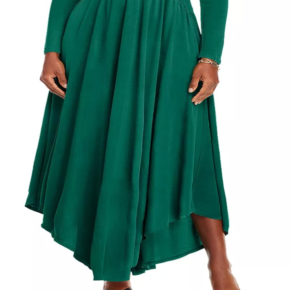 Farm Rio Women's Maxi Dress Emerald Green Size Small High Neck - Picture 4 of 8